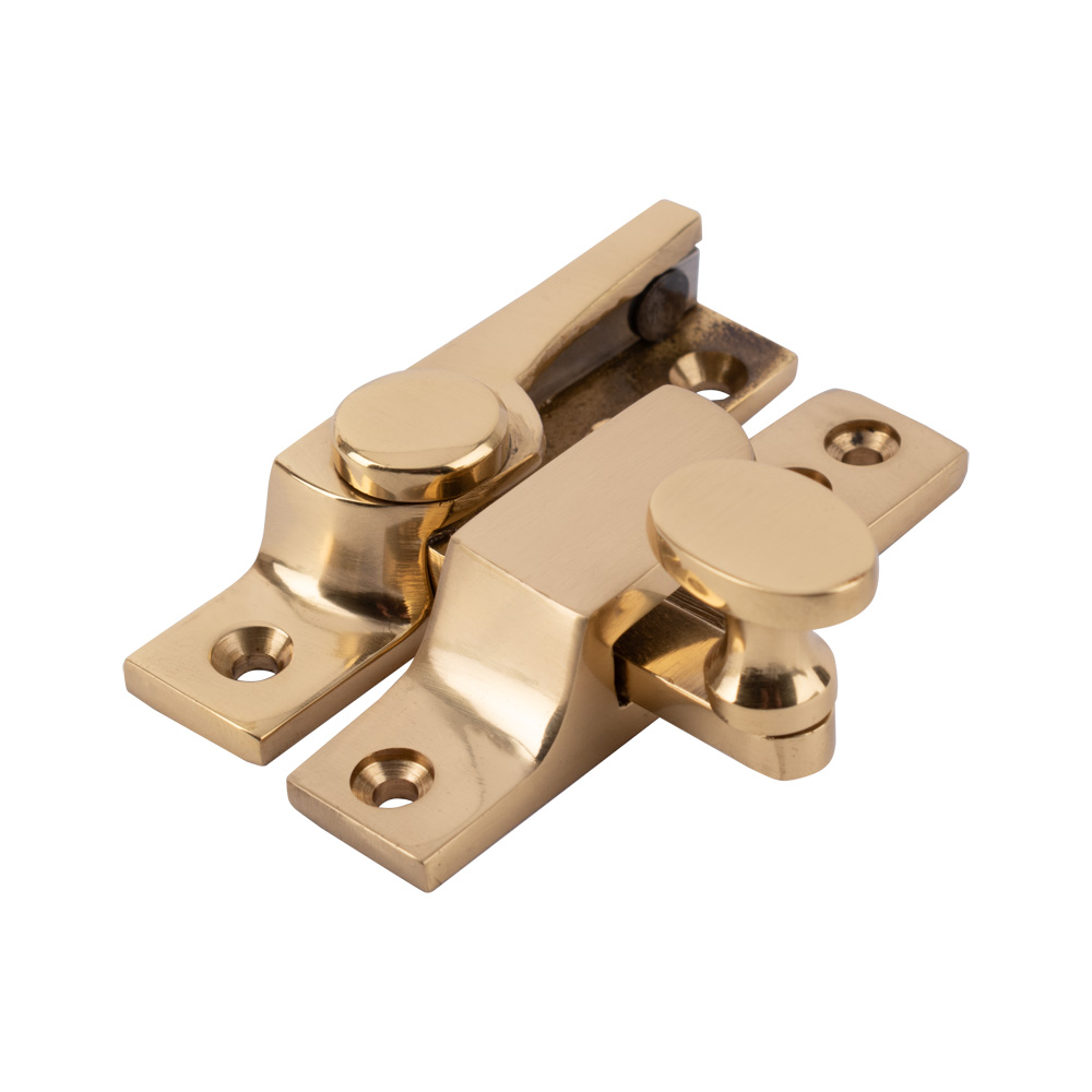 Sash Heritage Straight Arm Fastener Oval Knob - (Narrow) - Polished Brass